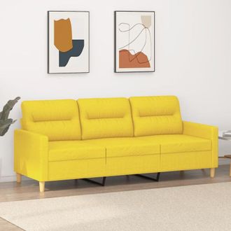 vidaXL Divano a 3 Posti Giallo Chiaro 180 cm in Tessuto - Vidaxl
