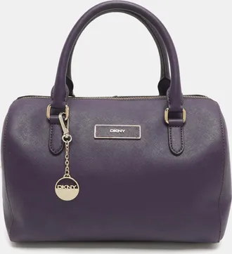 DKNY Dkny Purple Saffiano Leather Satchel