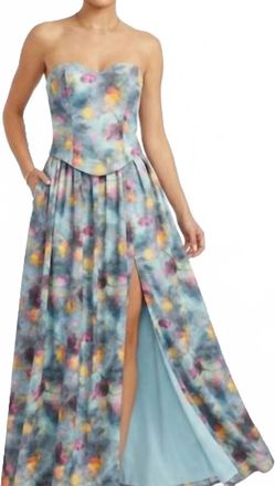 Minuet Strapless Lace Up Dress In Powder Blue