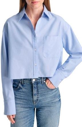 TWP Little Big Joe Boxy Crop Cotton Button-Up Shirt in Blue at Nordstrom Rack, Size Medium/large