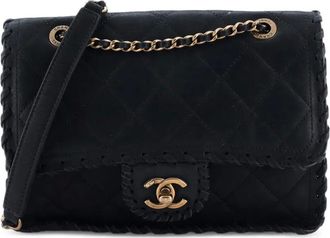 Chanel Happy Stitch Flap Bag Quilted Velvet Calfskin Small shoulder bag - Zwart