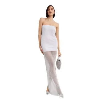 Santa Brands Gowns, female, White, Size: XS/S Maxi Dress with Open Back