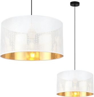 OEM L&aacute;mpara Colgante Asti Negra 1 Pantalla Plana Blanca Oro 35cm