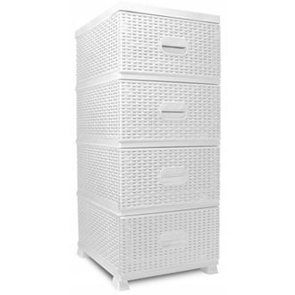 OEM C&oacute;moda Mueble De Ba&ntilde;o K9443 De Rat&aacute;n Blanco Con Estante