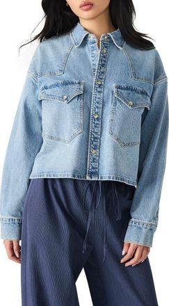 Steve Madden Rafi Denim Crop Shirt in Forever Blue at Nordstrom, Size X-Small