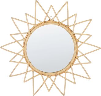 Beliani Beliani - Espejo De Pared Marco De Rat&aacute;n Natural &Oslash; 61 Cm Colgante Sala De Estar Moderno Aroek