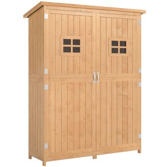 OUTSUNNY Cobertizo de madera 127.5x50x164 cm madera natural