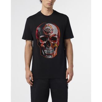 Philipp Plein Round Neck T-Shirt Lava Skull Stones Men in Black at Nordstrom, Size Xxx-Large