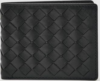 Reiss Black Leather Large Lattice-effect Wallet