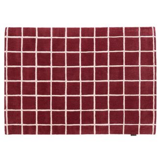 Nazar Rugs Alfombra lana tejida a mano lineal burdeos 200x290