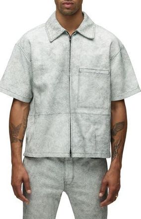 Hudson Leather Zip Front Shirt in Cracked White at Nordstrom Rack, Size X-Large