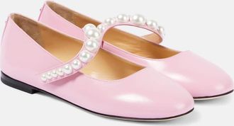 Mach & Mach Sirene faux pearl leather Mary Jane flats