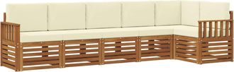 vidaXL Conjunto De Sof&aacute;s De Exterior 6 Uds. Natural Y Crema Poli&eacute;ster Vidaxl