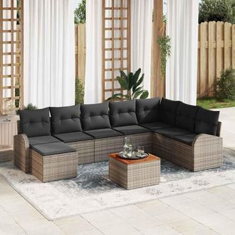 vidaXL Set Muebles De Jard&iacute;n 4 Pzas Cojines Gris Oscuro Madera Acacia Vidaxl