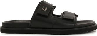Kazar Zwarte flip-flops met Velcro-sluitingen - Heren - Sandalen - Zwart - 42 EU - Leer - Schoenen