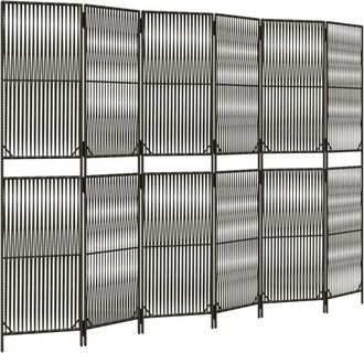 vidaXL Room Divider 6 Panels Grey Poly Rattan Vidaxl