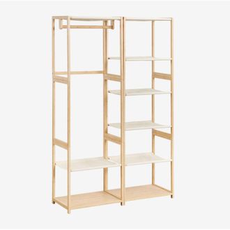 Sklum Armario Modular Abierto De 2 Piezas Con Estanter&iacute;a, Estante Y Perchero En Bamb&uacute; Deneb Sklum