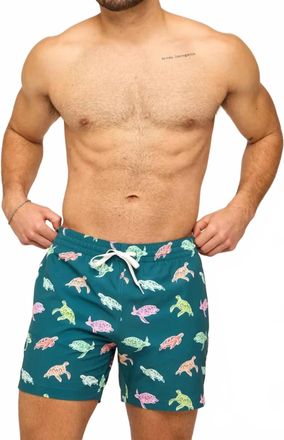 Chubbies Turtally Awesomes Classic Swim Trunks In Dark Teal