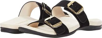 Spenco Mens Spenco Vista SP1065 Sandals Black Leather Slip-On Slide HAWK866