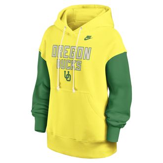 Nike Oregon Legacy Phoenix Nike Womens College Pullover Hoodie in Yellow | 01N502R2UOV-D86