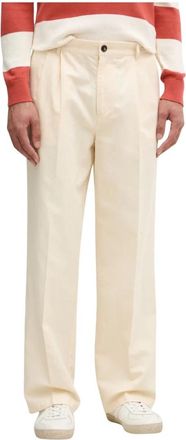 Benetton Wijde broek - Heren - Wijde Broeken - Beige - S - Katoen - Broeken