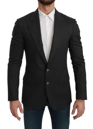 Dolce & Gabbana Gray NAPOLI Slim Fit Jacket Wool Mens Blazer