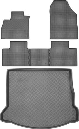 OEM Renault Grand Scenic Iv Minivan De 2017 Set - Alfombrillas De Goma Para Coche + Alfombrilla Para Maletero