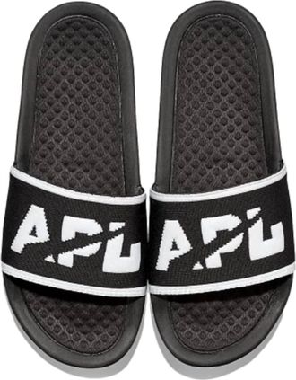 Athletic Propulsion Labs Womens Big Logo Techloom Slide Sandal In Black/white/white