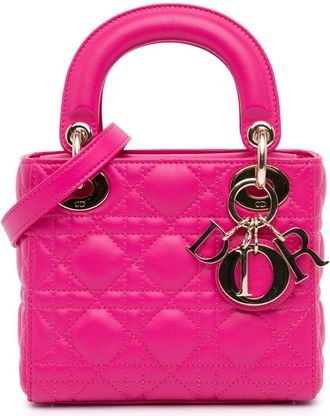 Dior 2013 Mini Lambskin Cannage Lady Dior satchel - Pink