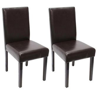 Hhg Hhg - Juego De 2 Sillas De Comedor Silla De Cocina Littau, Cuero, Marr&oacute;n, Patas Oscuras