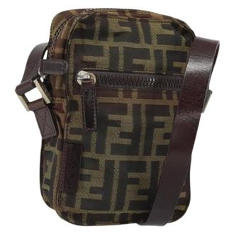 Fendi Pre-owned Cross Body Bags, female, Brown, Size: ONE SIZE Pre-owned Vintage Zucca Canvas Shoulder Bag