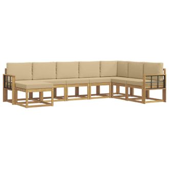 vidaXL Conjunto De Sof&aacute;s De Exterior Con Coj&iacute;n 8 Pcs Y Beige Vidaxl