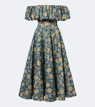Markarian Freesia floral off-shoulder bustier dress