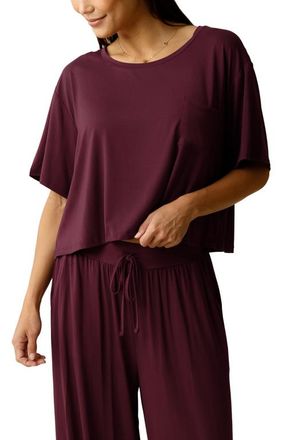 Kindred Bravely Aria Casual Cropped Short Sleeve Top in Deep Burgundy at Nordstrom, Size Medium