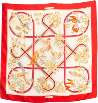 Hermès Foulard Caraïbes in seta 1991 - Rosso