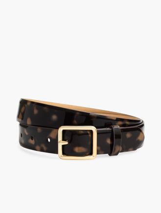 Talbots Patent Leather Tortoise Belt - Tan/Black - Medium Talbots