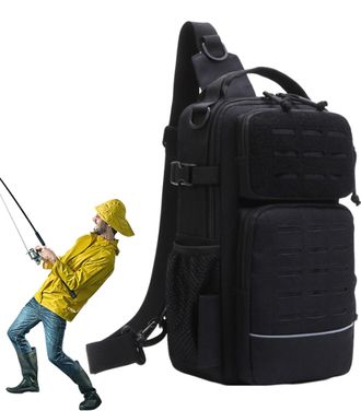 Generic Fishing Sling,with Water Bottle Holder Tackle Backpack | Sling Tackle Bag | for Travel Men Camping Hiking Outdoor Gym Sports Adventure