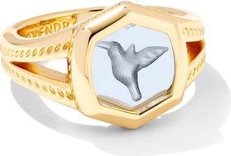 Kendra Scott Davie Intaglio Hummingbird Statement Ring in Gold Light Sky Blue at Nordstrom Rack, Size 8