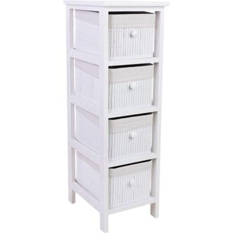 Wanderlust Deco Cajonera De Madera Con 4 Cajones De Bambu Forrados 26x32x81