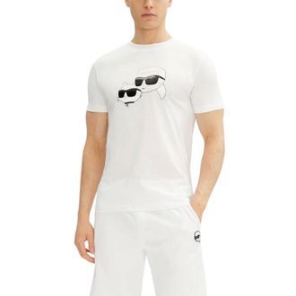 Karl Lagerfeld Tops, Heren, Wit, S, Katoen, Logo T-Shirt