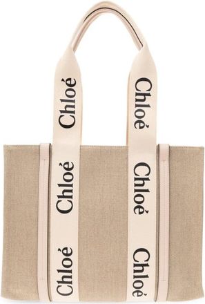 Chlo&eacute; Medium Woody Tote Bag - Dames - Shoppers - Beige - ONE Size - Katoen - Tassen