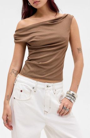 BDG Fia Off the Shoulder Crop Top in Brown at Nordstrom, Size X-Small