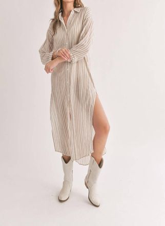 Sadie & Sage Sands Thin Stripe Duster Shirt In Ivory