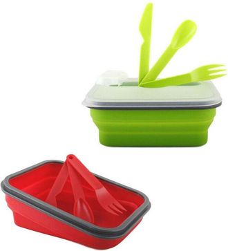 Trade Shop Trade Shop - Contenitore Cibo Pieghevole Silicone Scatola Porta Pranzo Posate Lavoro