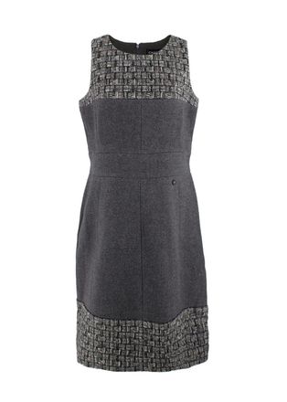 Chanel Grey Tweed Sleeveless Shift Dress Size M