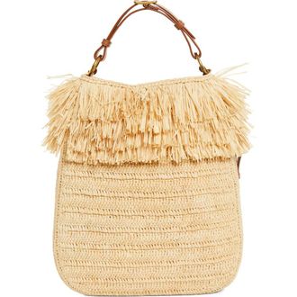 Saint Laurent Roady Fringed Raffia Shoulder Bag11324121 in 2791 Pale Brown/Brick at Nordstrom