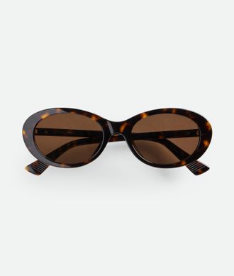 Bottega Veneta Classic Oval Sunglasses - Brown - Unisex - 100% Recycled Acetate