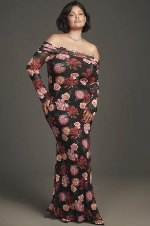 AFRM Off-Shoulder Mesh Maxi Dress