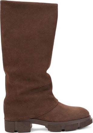 Copenhagen Bruine Nabuc Platte Schoenen - Dames - Hoge Laarzen - Bruin - 38 EU - Schoenen