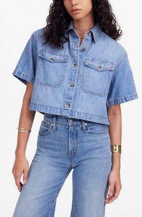 Madewell Boxy Crop Button-Up Shirt in Hallstead Wash at Nordstrom Rack, Size X-Large